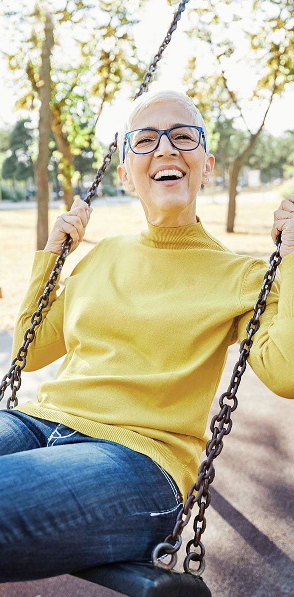elder woman on swing