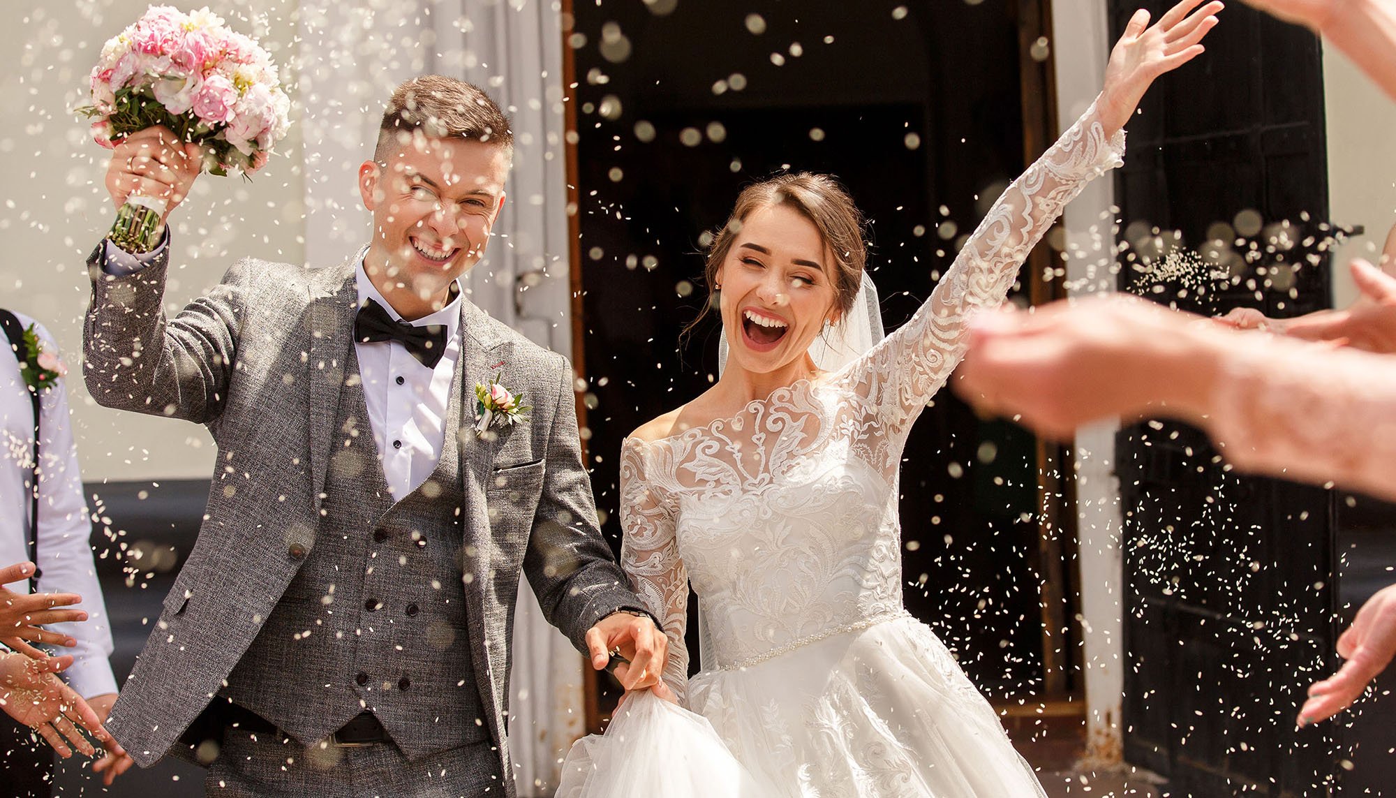 happy couple getting married