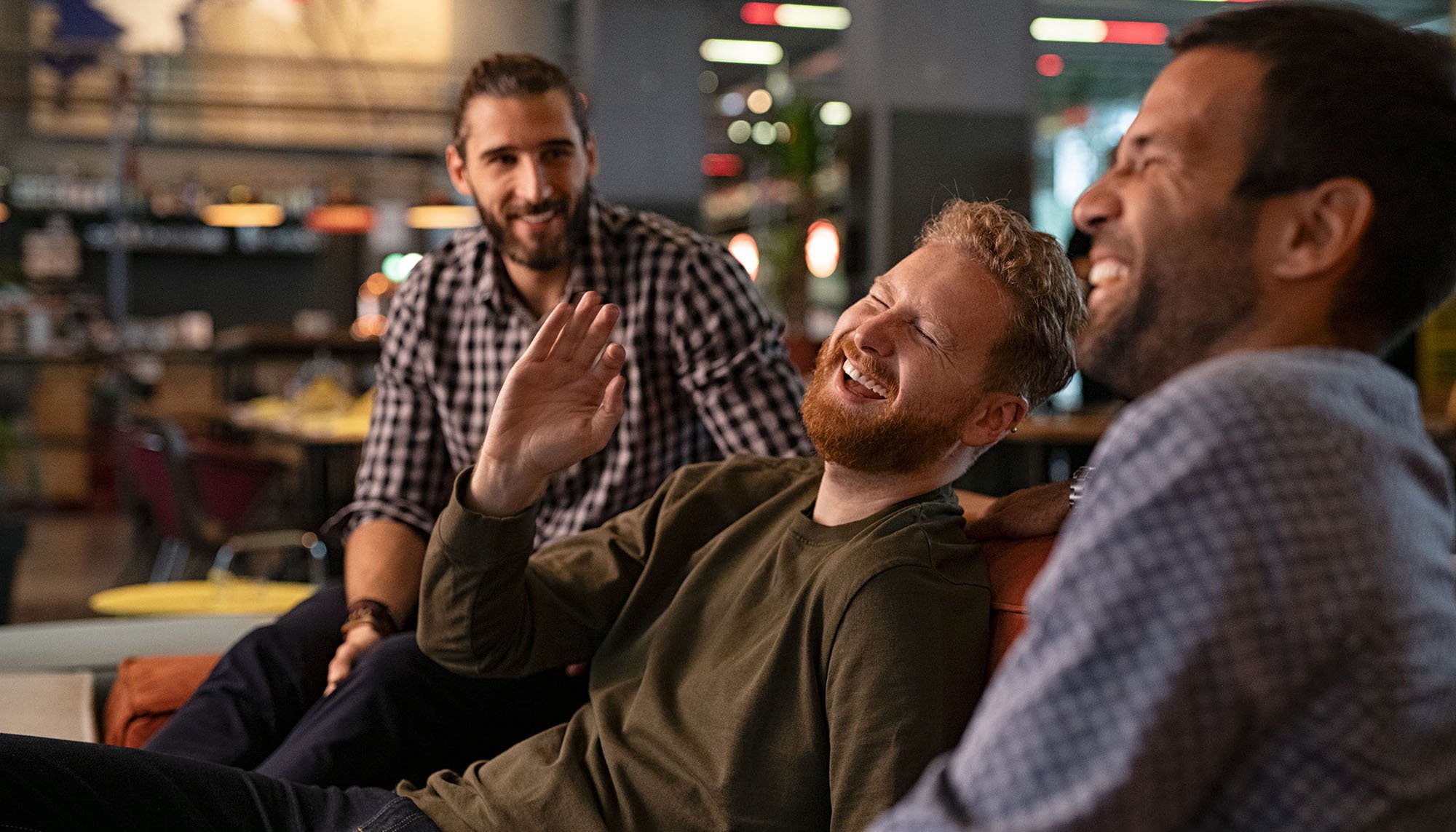 group of men laughing