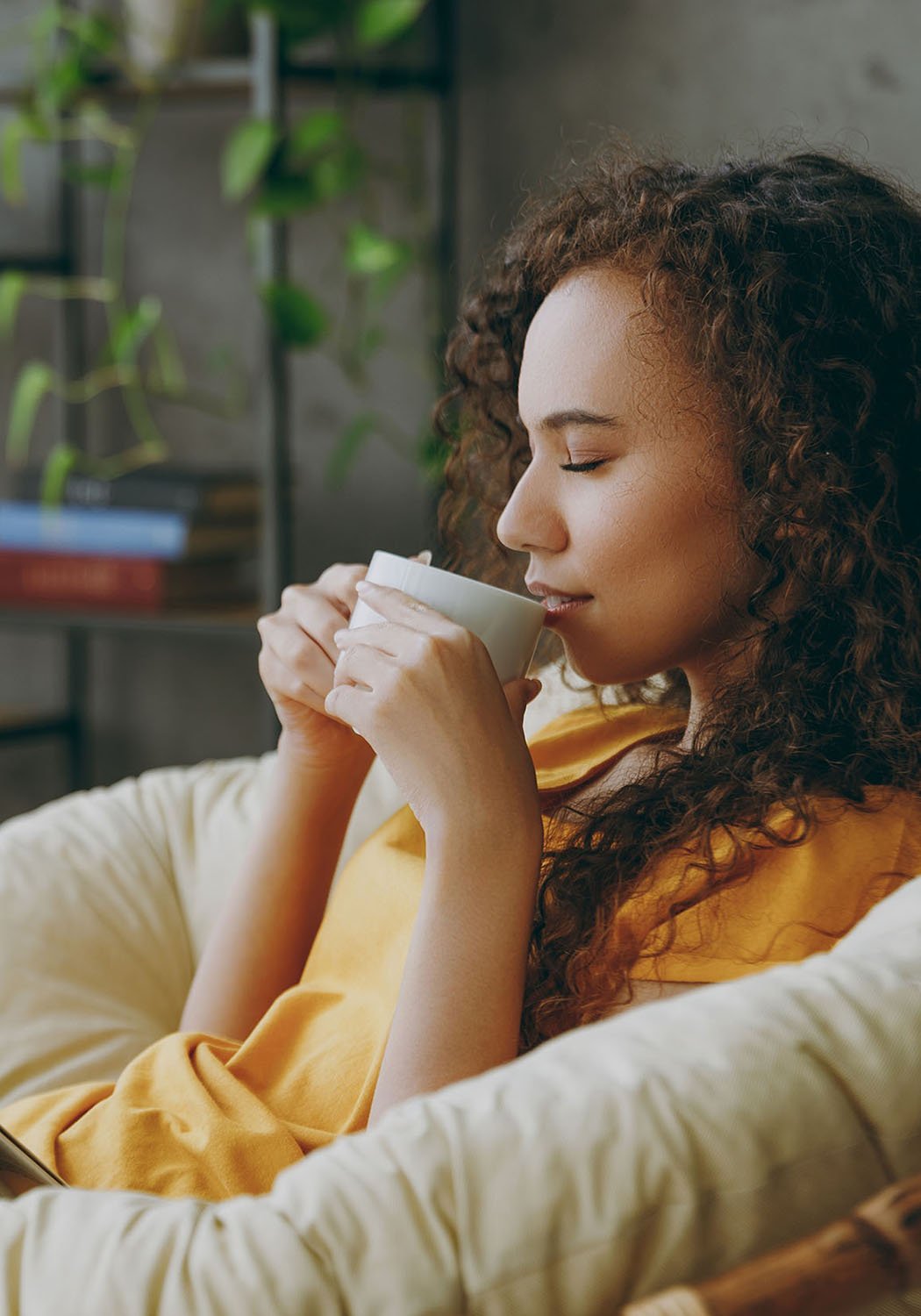 woman enjoying tea